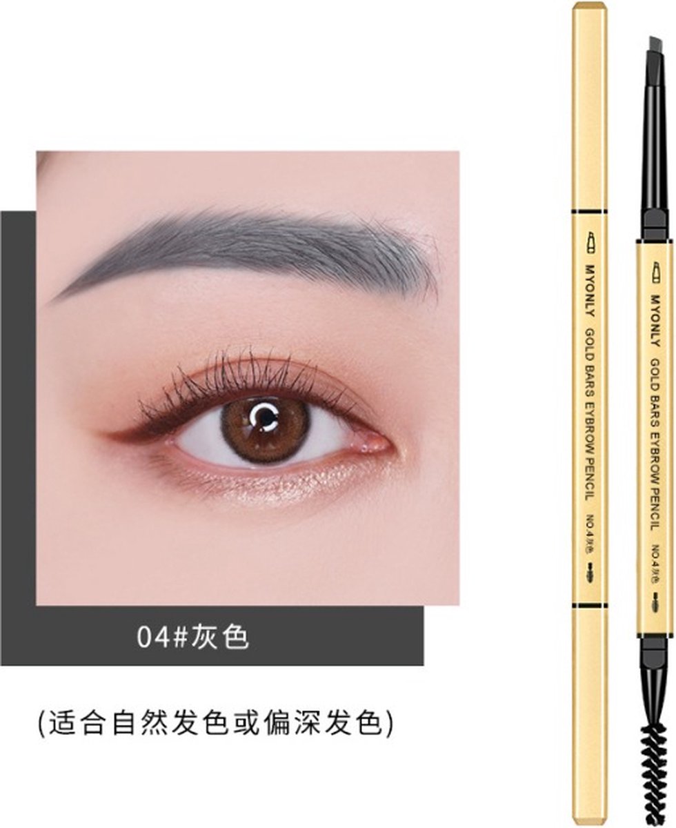 Oogpotlood Multifunctioneel driehoekig oog- en wenkbrauwpotlood - Eyeliner - Vult, markeert en maakt lijnen voor de wenkbrauwen - Met zacht borsteltje om je wimpers en wenkbrauwen te kammen - 3 functies in 1 - Luxe etui*- 4 Grijs/R 28