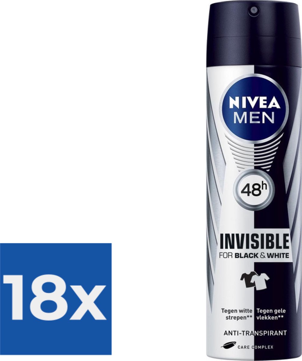 Goedkoopste NIVEA MEN Invisible Black & White Power Spray 150ml - Voordeelverpakking 18 stuks