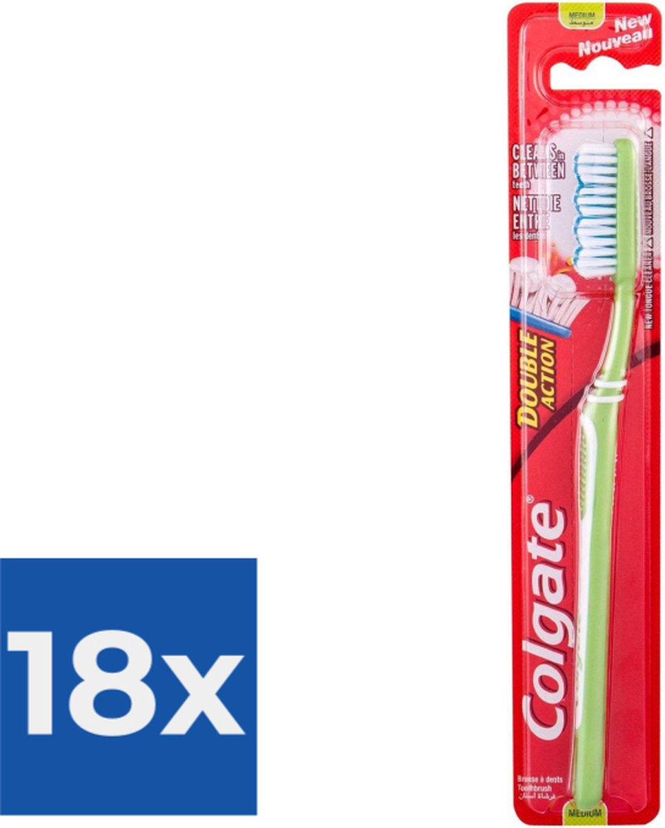 Colgate Tandenborstel Double Action Medium- 1 tandenborstel - Voordeelverpakking 18 stuks