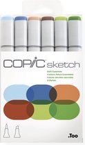 COPIC Marker sketch, 6er Set ´Earth Essentials´ - Professionele Stiften Aardetinten - Twinmarkers Alcoholbais - Stifeten Voor Tekeken En Ontwerpen