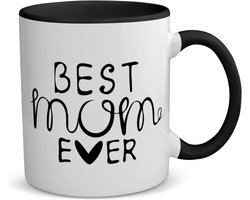 Akyol - best mom ever koffiemok - theemok - zwart - Mama - moeder - moederdag - cadeau - verjaardag - beste ooit - 350 ML inhoud