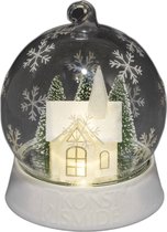 Winterse Magie - Glazen Bol met Huisje -Sneeuwvlokken - Warm Wit LED-Verlichting