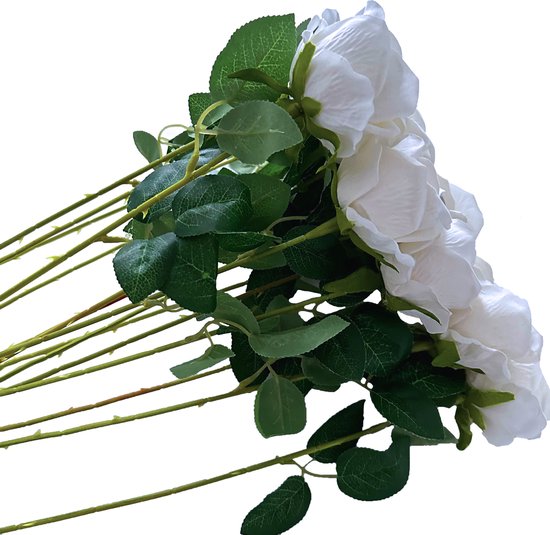 LA ROSE - Set de 15 roses - Roses Witte - Fleurs artificielles - Fleurs en soie