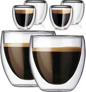 Luxe Espresso Dubbelwandig Kopjes 100ml - Set van 6 - Koffiekopjes