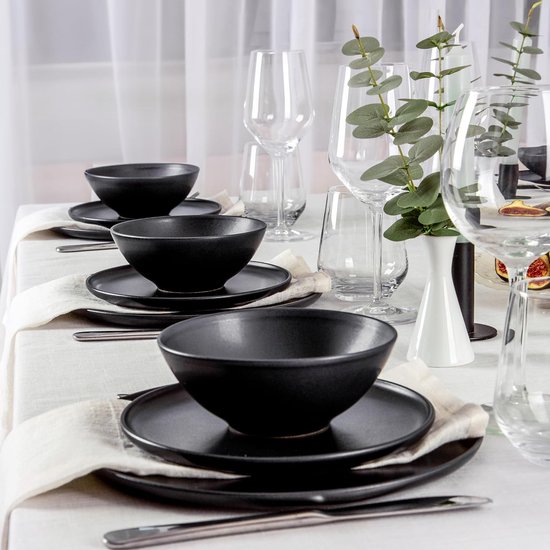 Mäser 931961 Kombiservice Alenia für 4 Personen, schwarz (1 Set, 16