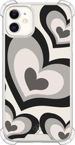 Casimoda® hoesje - Geschikt voor iPhone 11 - Hart Swirl Zwart - Shockproof case - Extra sterk - Siliconen/TPU - Zwart, Transparant