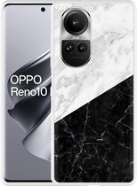 Cazy Hoesje geschikt voor Oppo Reno10 Pro 5G Zwart Wit Marmer