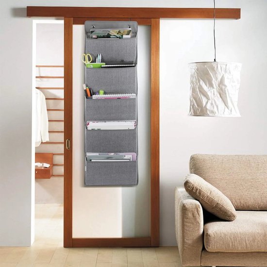 Set van 2 hangkasten visgraatpatroon - opbergrek van ademend polypropyleen - stoffen kast - kleur: grijs