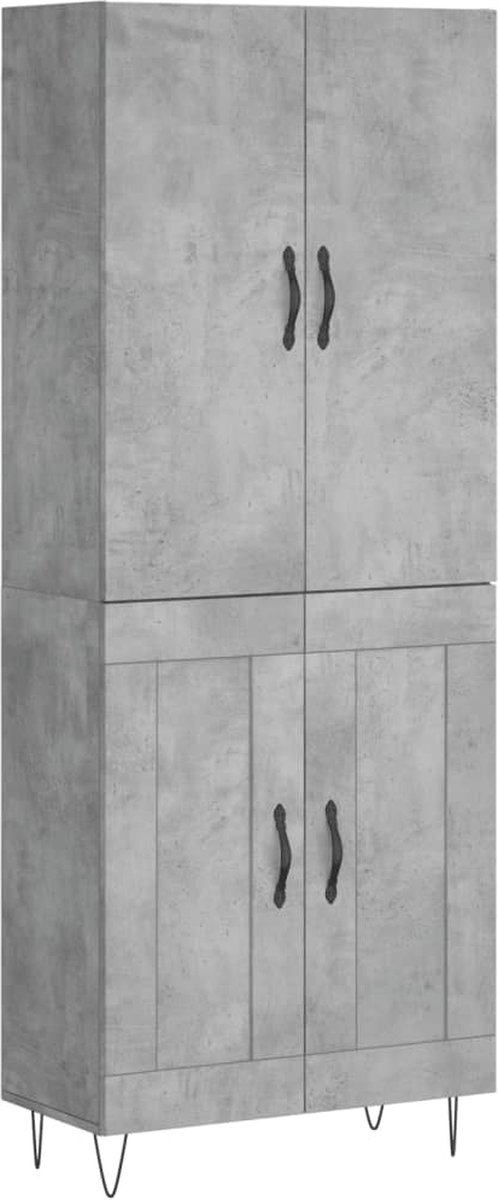 vidaXL - Hoge - kast - 69,5x34x180 - cm - bewerkt - hout - betongrijs