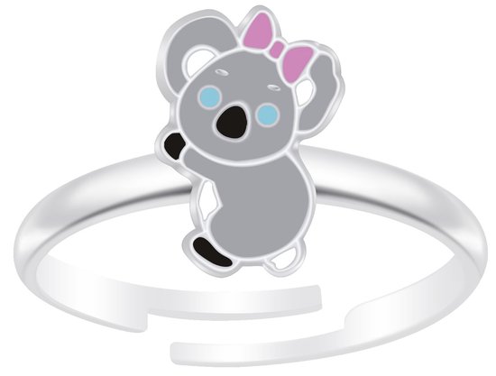 Joy|S - Zilveren koala ring - verstelbaar - voor kinderen