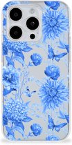 TPU Case voor Geschikt voor iPhone 15 Pro Max Flowers Blue