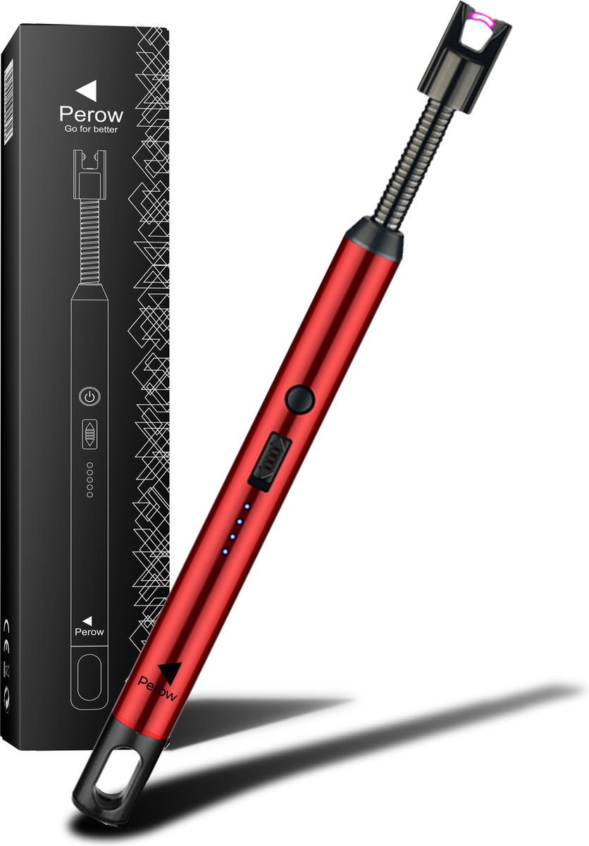 Goedkoopste Oplaadbare Lange Elektrische Aansteker - Buigbare Aansteker Kort - Duurzame Plasma Aansteker - Vuurwerk Aansteker - USB C - Inclusief Cadeauverpakking - BBQ - Kaarsen - Rood