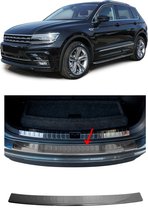 Volkswagen Tiguan II 2016 t/m 2023 Achterbumper Bescherming Lijst Black Chrome RVS Bumper Beschermer