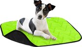 AiryVest Dog Mat Hondenkussen - Warme Voering - Omkeerbaar - Lime / Zwart - M - 80 x 55 cm