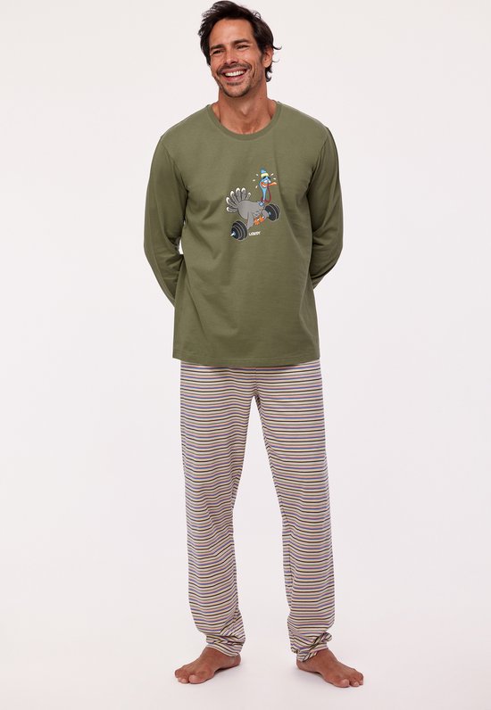 Pyjama Woody garçons/hommes - vert kaki - dinde - 232-10-PLS- S/753 - taille L