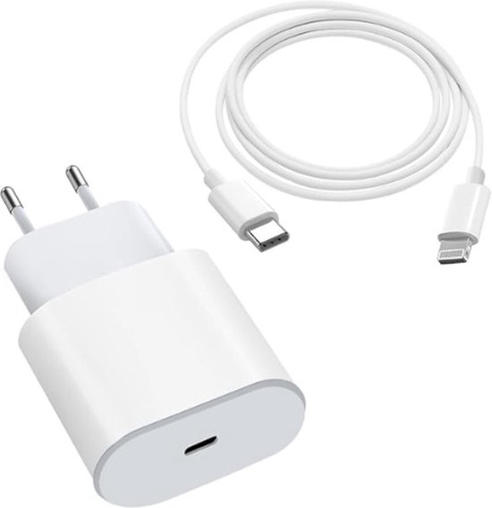 Snellader iPhone met 1m kabel 20W oplader inclusief Oplaadkabel van 1
