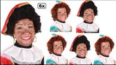 6x Mix Luxe Pieten perruque crépue marron et boucle noire - capuche réglable et lavable - Fête à thème Sinterklaas Sint et Piet