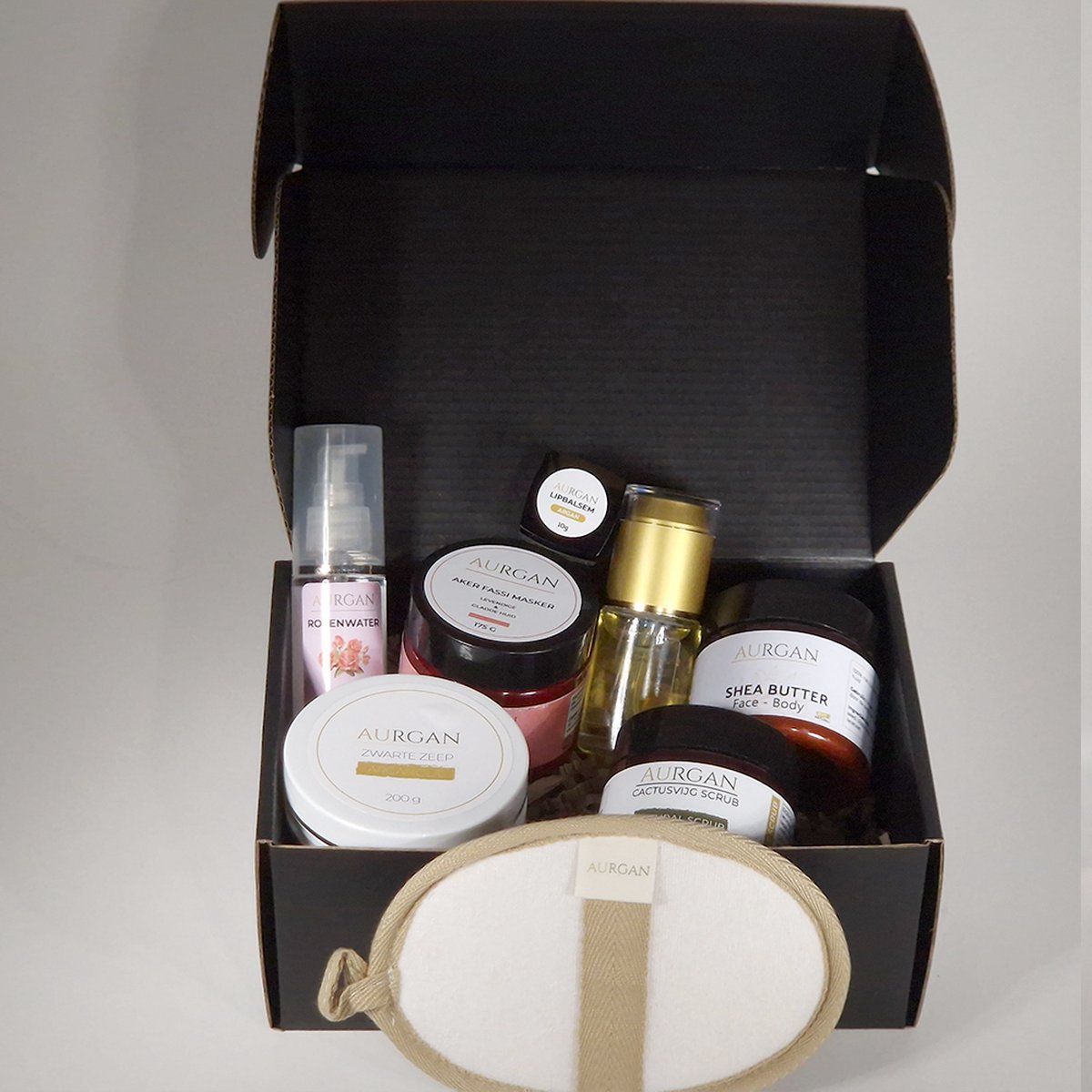 Aurgan Exquisite Gift Box - Aker Fassi / Relatiegeschenk - Arganolie kadopakket - Natuurlijke Cosmetica - Shea Butter - Cactusvijgscrub