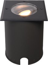 HOFTRONIC - Cody LED Grondspot XL Zwart - Vierkant - Dimbaar en kantelbaar - IP67 Waterdicht - RVS - GU10 4.5W 345 Lumen - 2700K Warm wit licht - Geschikt voor tuin, oprit en pad