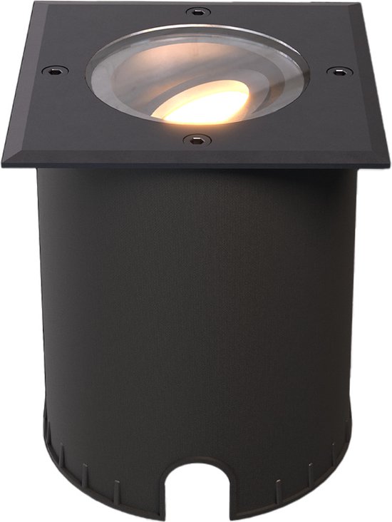 HOFTRONIC - Cody LED Grondspot XL Zwart - Vierkant - Dimbaar en kantelbaar - IP67 Waterdicht - RVS - GU10 4.5W 345 Lumen - Geschikt voor tuin, oprit en pad