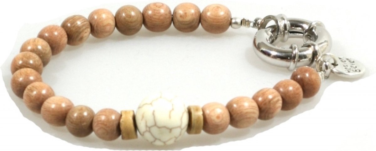 Heaven Eleven Men - Naturel met Howliet kraal 8mm- 21cm