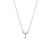 Lucardi - Dames Zilveren ketting met hanger druppel zirkonia - Ketting - 925 Zilver - Zilverkleurig - 48 cm
