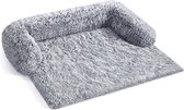 Signature Home FluffyHug hondenbed pluche, hondendeken bank, bankbescherming hond, hondenkussen, maat XL, voor middelgrote en grote honden, 110 x 95 x 18 cm, ombré grijs