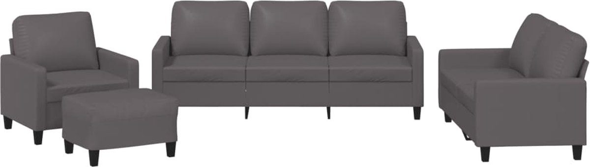 vidaXL - 4-delige - Loungeset - met - kussens - kunstleer - bruin
