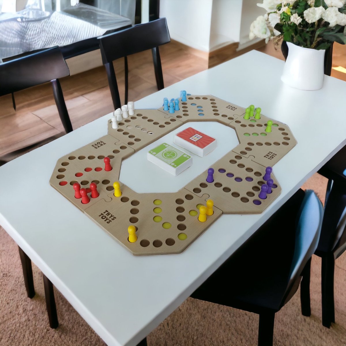 ThysToys Keezen Bordspel Connect Deluxe - Houten Keezenspel voor 3-6 spelers — afbeelding 9