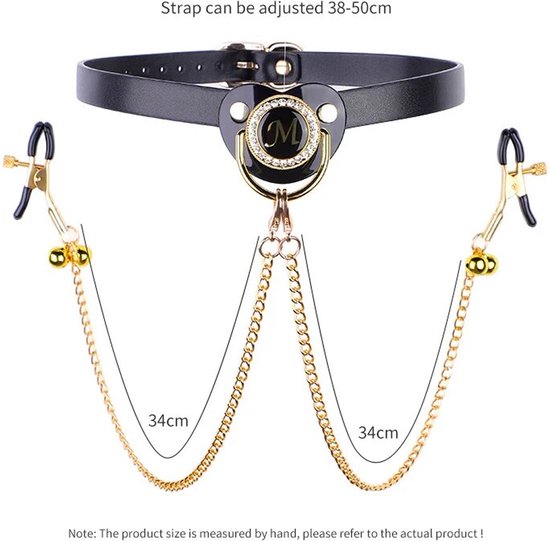 Pinces à mamelon + tétine + collier - BDSM - Cosplay - Esclave - Bébé Adulte - Ajustable - Roleplay