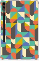 Siliconen Backcase Geschikt voor Samsung Galaxy Tab S9 Plus Hoesje Funky Retro met doorzichte zijkanten