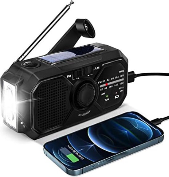 Solar Noodradio - Survival radio - Opwindbare radio - Solar opwindbaar - Voor een