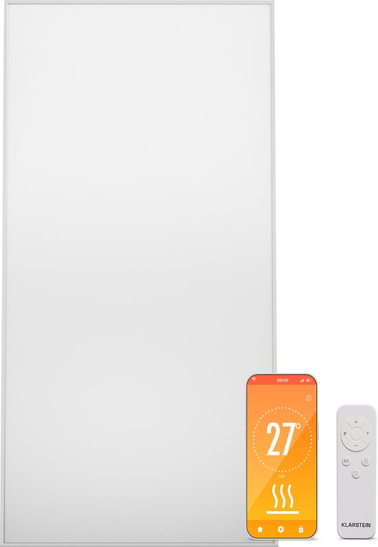Klarstein Infrarood Verwarming Met Thermostaat - 770W Elektrische Verwarming - Smart Home Infrarood Verwarming Voor Wandmontage - Ir Met App-Bediening & Detectie Open Ramen - Co2-Vrij - Wit