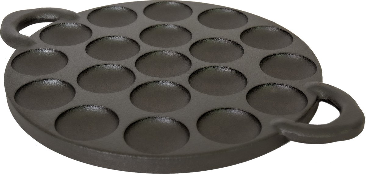 Bol.com Attica poffertjesplaat met 19 kuiltjes en geheel vlakke bodem Ø 23,5 cm - gietijzer aanbieding