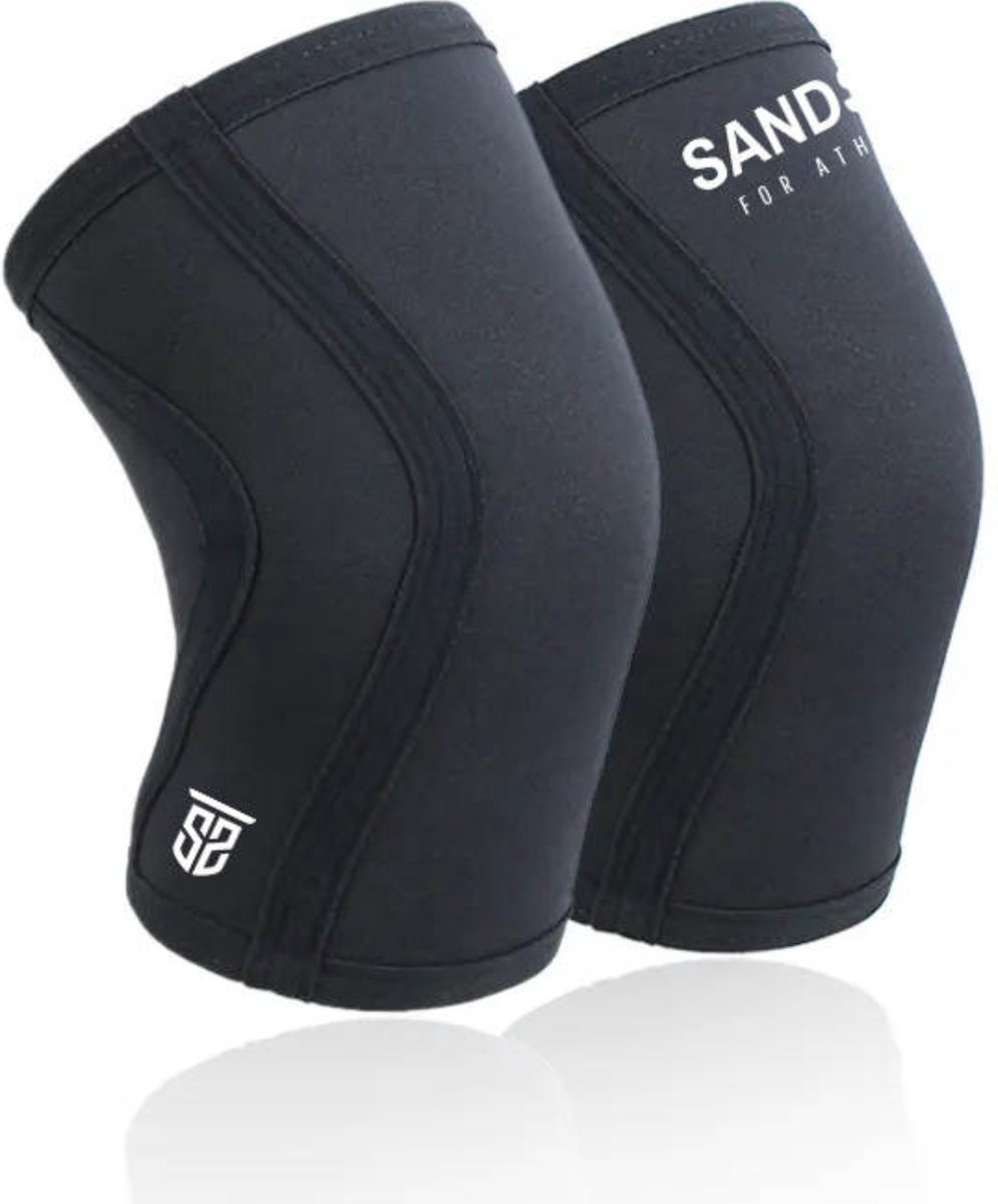 Sandside Knee Sleeves Powerlifting - 7 MM Neopreen Zwart - Knee Sleeve Crossfit - Knieband - Maat M