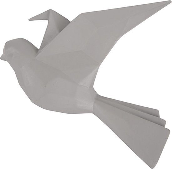 Present Time Wandhanger Origami Bird - Warm Grijs - 19x3,5x15,7cm - Scandinavisch