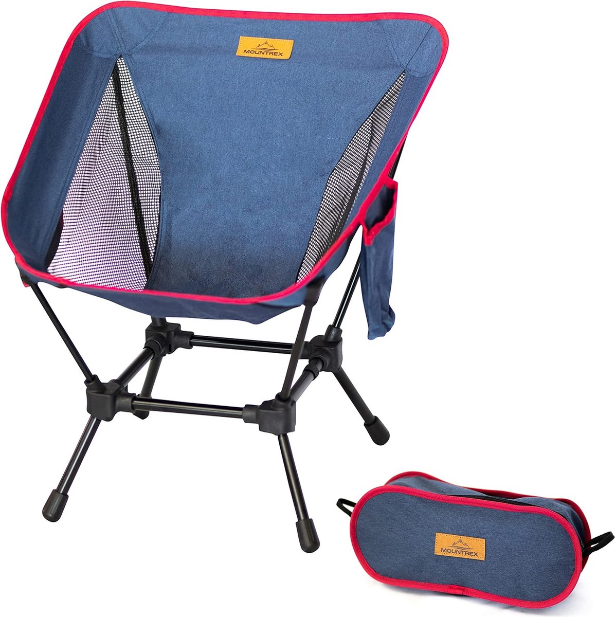 Opvouwbare kampeerstoel - Bijzonder stabiel, lichtgewicht en compact (tot 120 kg) - Opvouwbare stoel met draagtas - Vissersstoel, kampeerstoel, strandstoel - Brede zitting, inklapbaar (blauw)