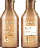 Redken CombiDeal - All Soft - Shampoo 300 ML & Conditioner 300 ML - voor droog- of door zon beschadigd haar