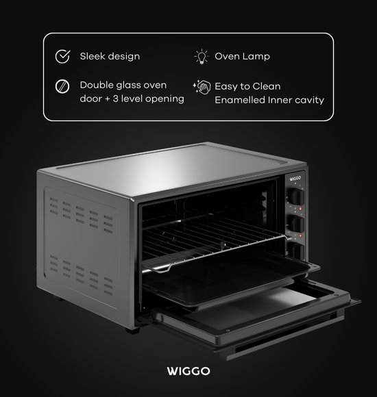 Wiggo Wmo-e4562h(b)- Vrijstaande Mini Oven Met Kookplaat - 45 Wiggo Wmo-e4562h(b)- Vrijstaande Mini Oven Met Kookplaat - 45