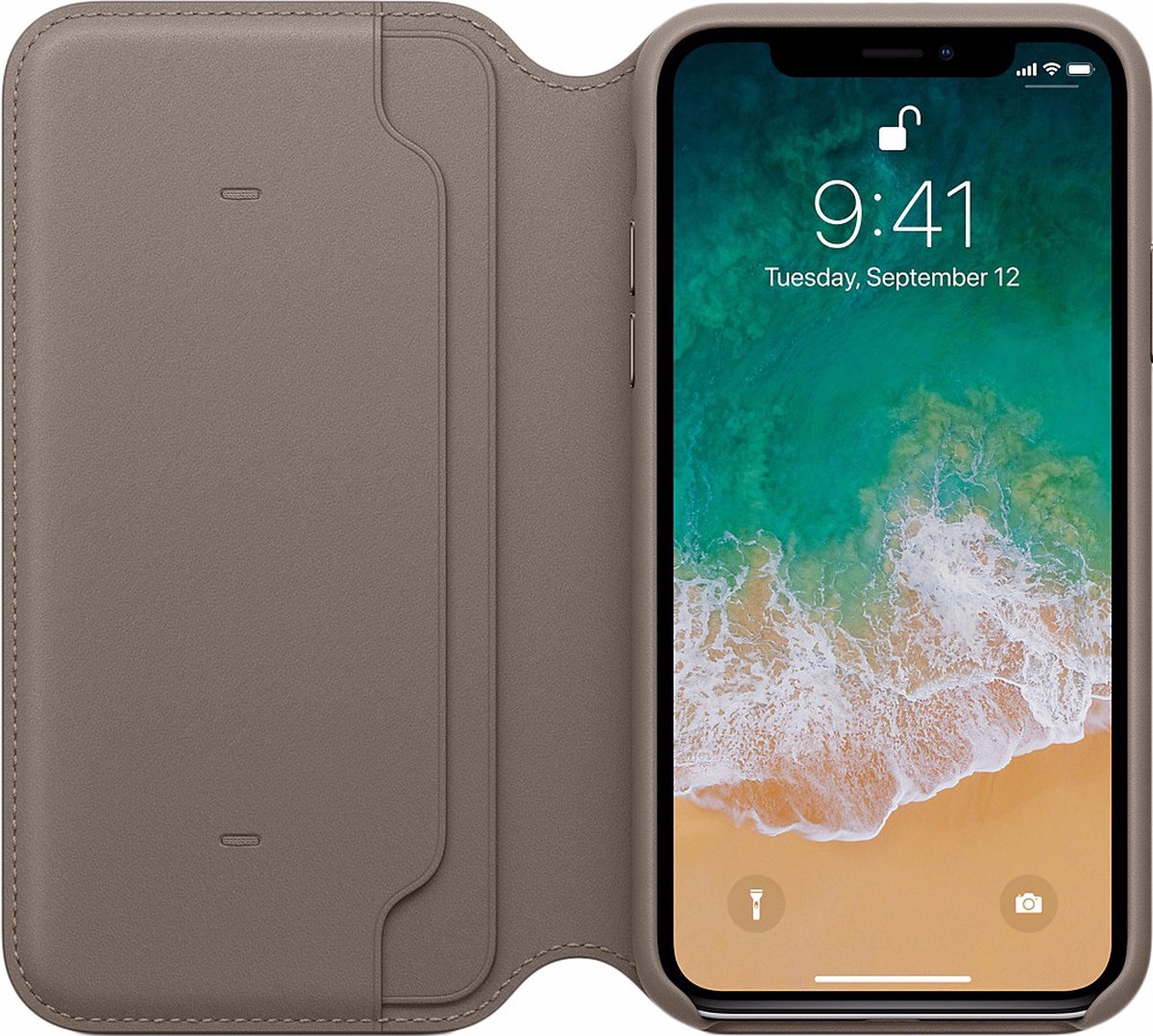 Apple - Leren Folio Hoesje - iPhone X/Xs - Taupe
