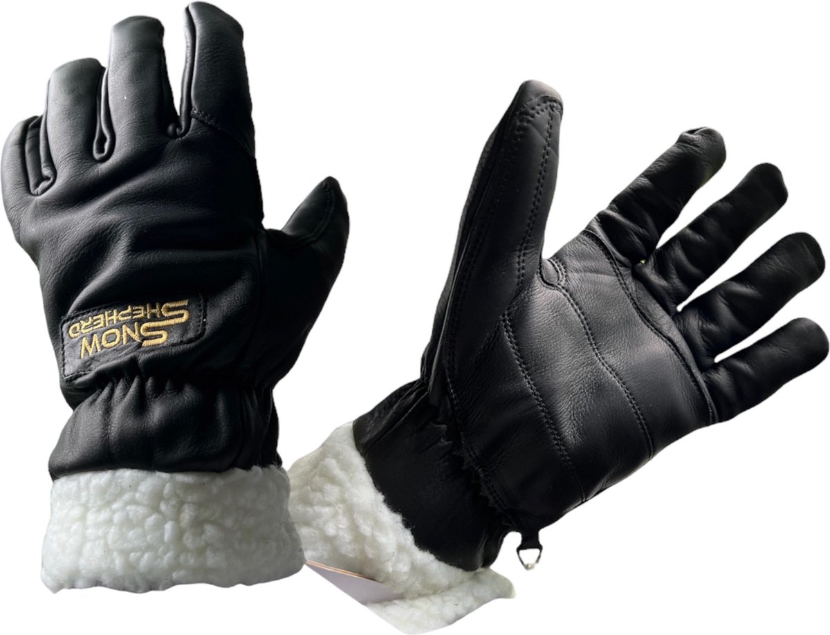 Snowshepherd Skihandschoenen - Leer - Zwart - Anti-slip - Handschoenen - Heren - Dames - werkhandschoenen - L