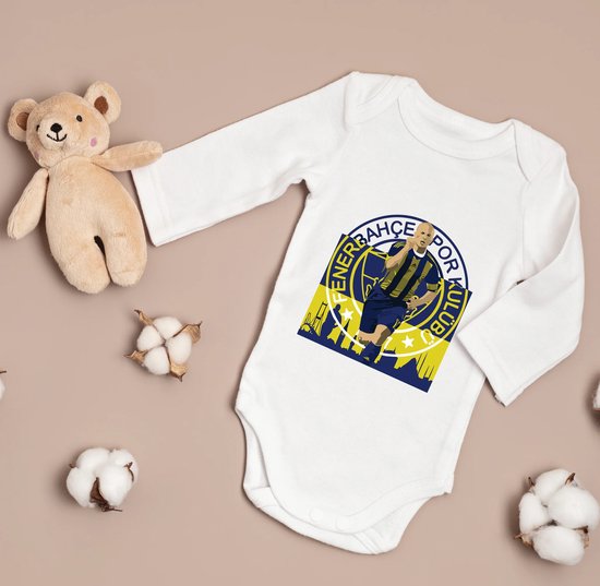 Baby romper met je favoriete voetbalclub - Fenerbahce - alex - Maat 68 lange mouwen - Baby aankondiging - Kraam cadeau