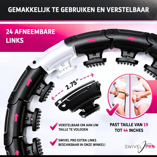 Hoelahoep voor volwassenen, 3 kg stille hoelahoep met gewicht