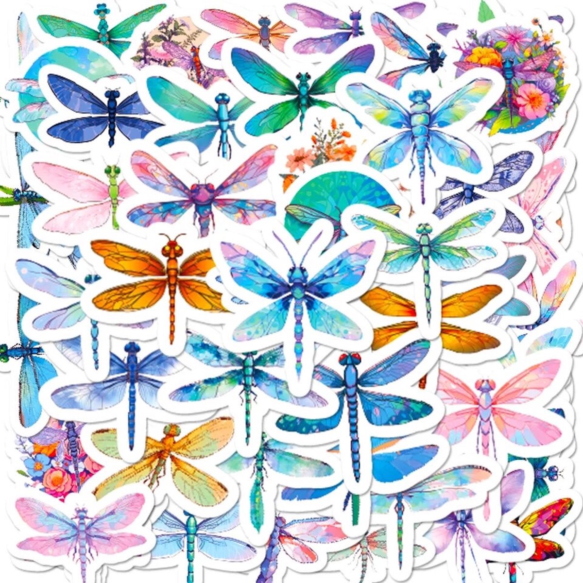 Libellen Stickers 50 Stuks | Dieren Stickers | Libel | Insecten | Laptop Stickers | Stickers | Stickervellen | Plakstickers | Koffer Stickers | Stickers Bullet Journal Planner