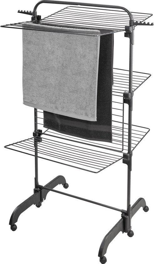 Tour de séchage Leifheit Pegasus 420 Solid Comfort - longueur de séchage 42 m - avec roues et cintres inclus - noir