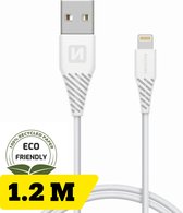 Swissten Lightning naar USB kabel - 1.2M - Geschikt voor iPhone 7/8/SE/X/XS/XR/11/12/13/14 - Wit - Duurzame verpakking