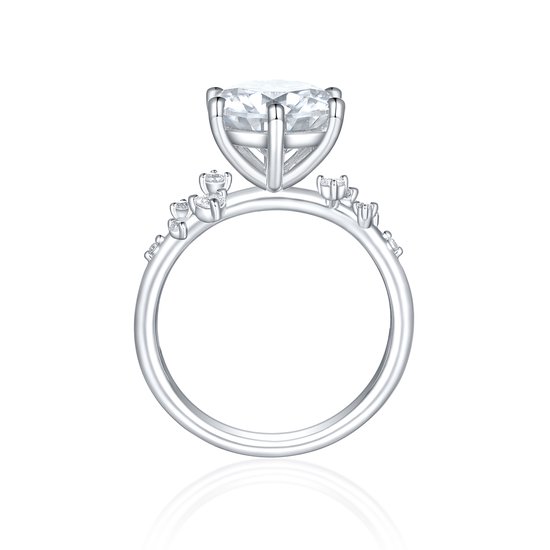 Aurora - Ring Moissanite en Argent avec Pierres Latérales Minimalistes - 3 carats