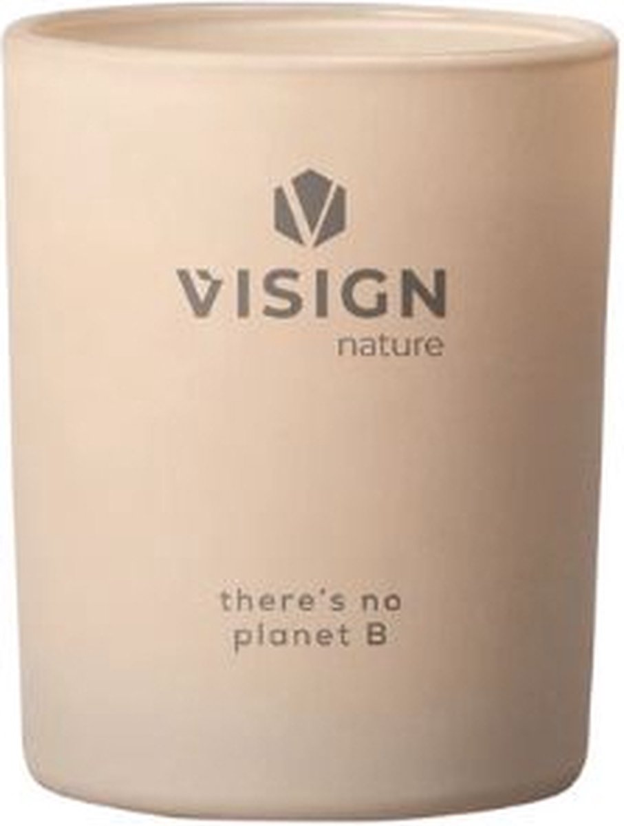 Visign Nature Geurkaars Glas - Kaars - Frisse & Kruidige geur - Sojawas - No Planet B - +/- 30 Branduren