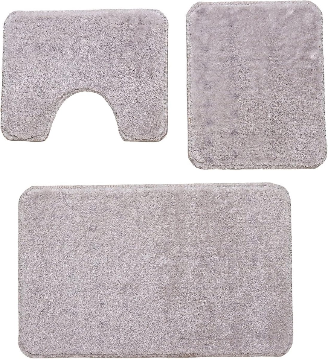 Badmatset, 3-delig, badkamertapijt, antislip, machinewasbaar 80 x 50 cm, badmat + 50 x 40 wc-mat, absorberend, grijs