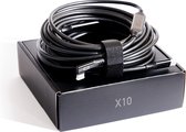 IQwire Carbon Black, 10m tetherkabel, met 2 Boosters, low profile intelliconnect USB-C connectoren in metalen behuizing, camerakant haakse connector